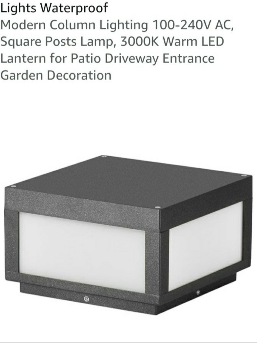 Modern Square Outdoor Post Light - Black & White
